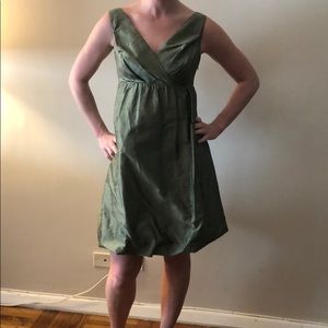 Raw silk green dress